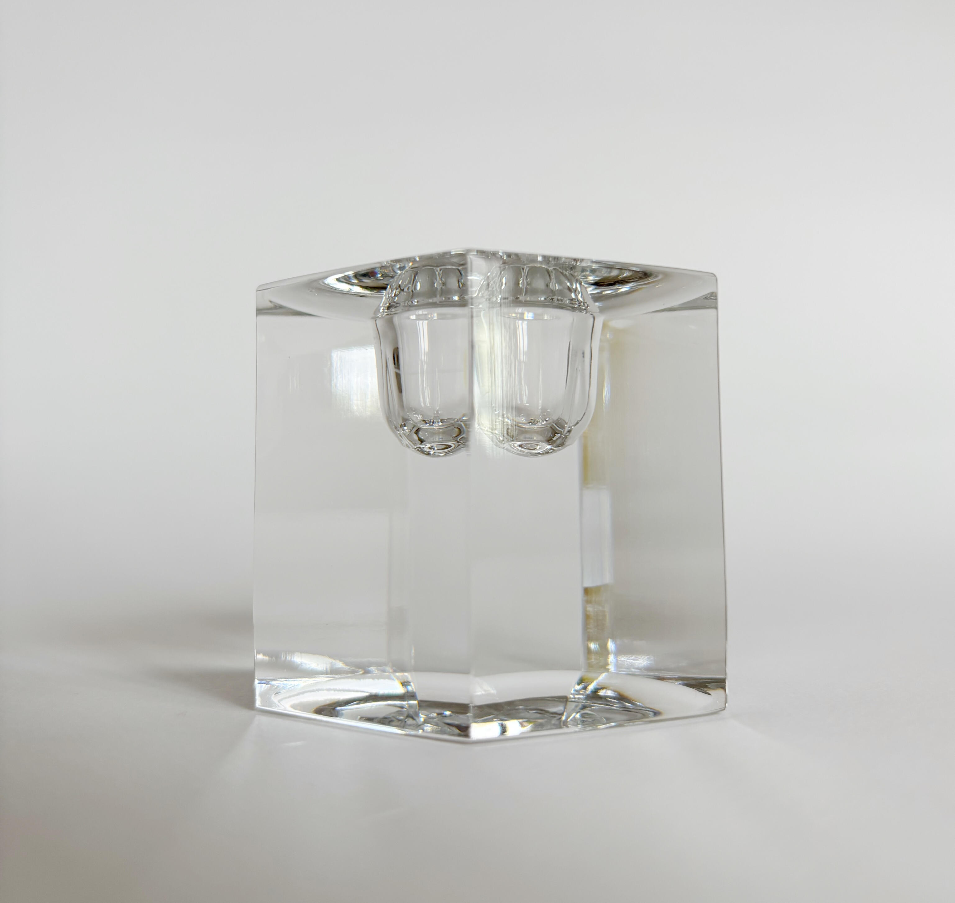 Solid clear glass candlestick