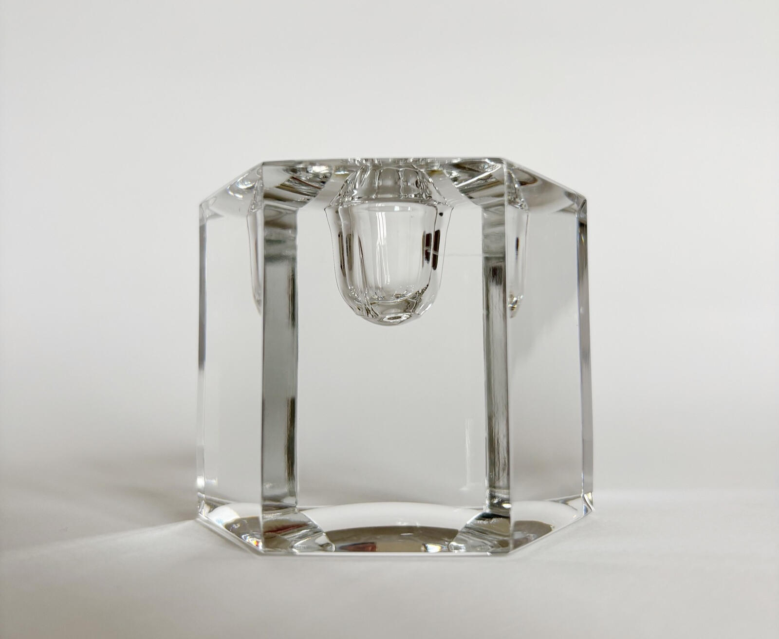 Solid clear glass candlestick