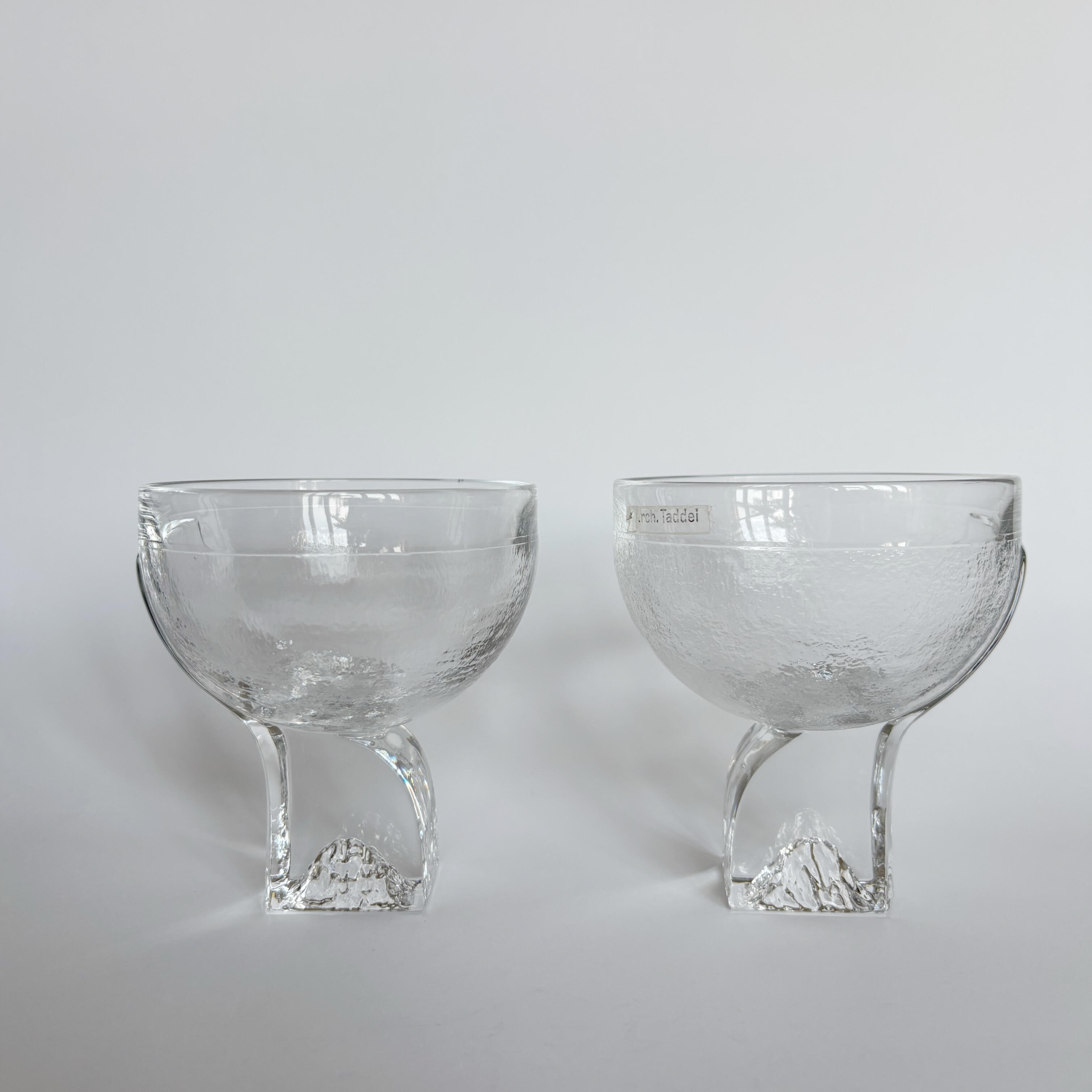 Set of Two Vintage Crystal Bowls by Taddei Sestini Elegant duo of mid century Italian design bowls